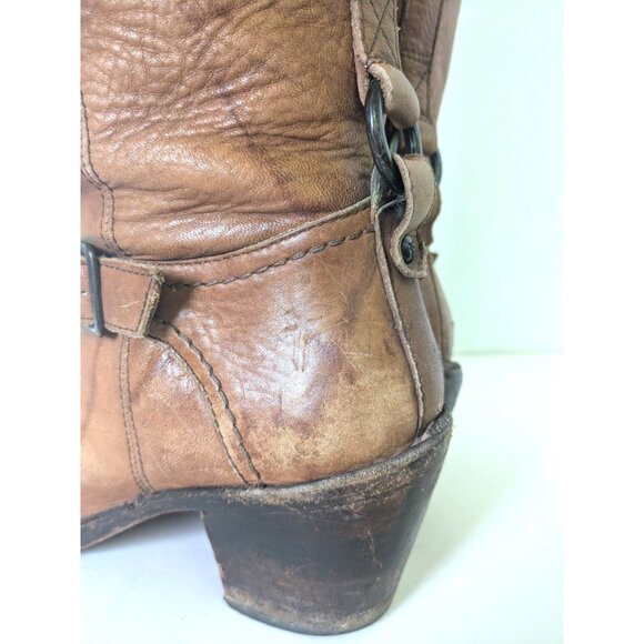 Frye Carmen Boots Womens Size 8.5 Tan Brown Tall Leather Zip Western Riding - Picture 4 of 11